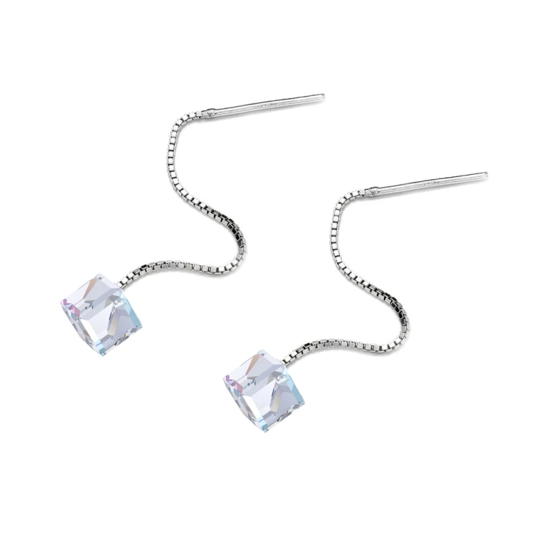 Srebrne przewlekane kolczyki z kryształkami Swarovski KRR104-AB MARKO