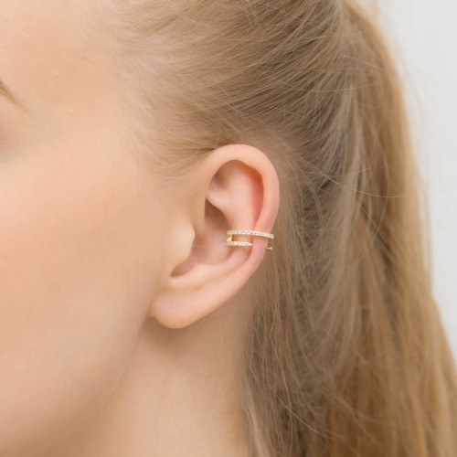 Pozłacany kolczyk fake piercing podwójny nakładka nausznica na chrząstkę