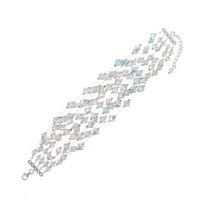 Srebrna szeroka bransoletka ślubna z kryształów Swarovski