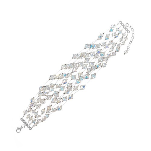 Srebrna szeroka bransoletka ślubna z kryształów Swarovski BR4394-1 MARKO