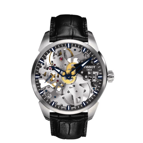 Niezwykły męski zegarek Tissot T-complications Squelette T070.405.16.411.00 (T0704051641100)