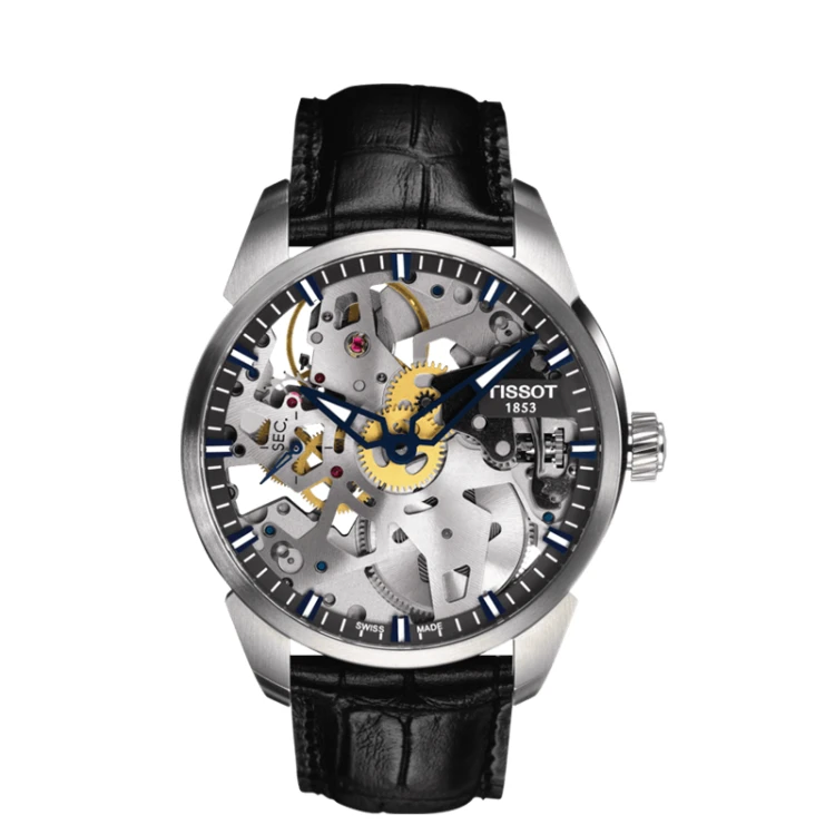 Niezwykły męski zegarek Tissot T-complications Squelette T070.405.16.411.00 (T0704051641100)