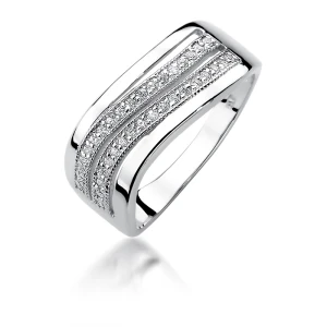 Pierścionek z białego złota 585 z brylantami 0,18ct Obietnice