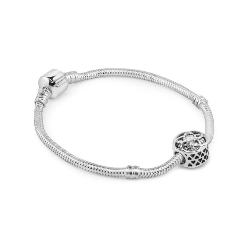 Srebrna zawieszka koralik kwiatek Charms z cyrkoniami serca Z440-925 MARKO