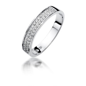 Pierścionek z białego złota obrączka z brylantami 0,18ct Galaktyki