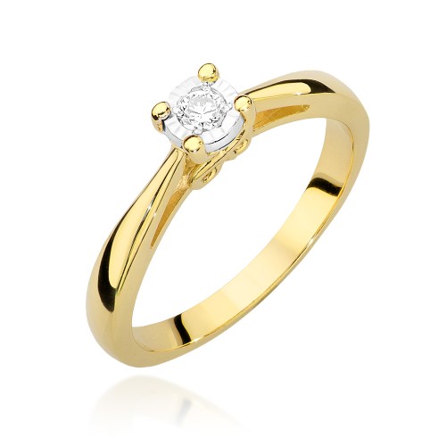 Złoty pierścionek z brylantem 0,08ct 585 Klasyka W475-585-B0.08 marko