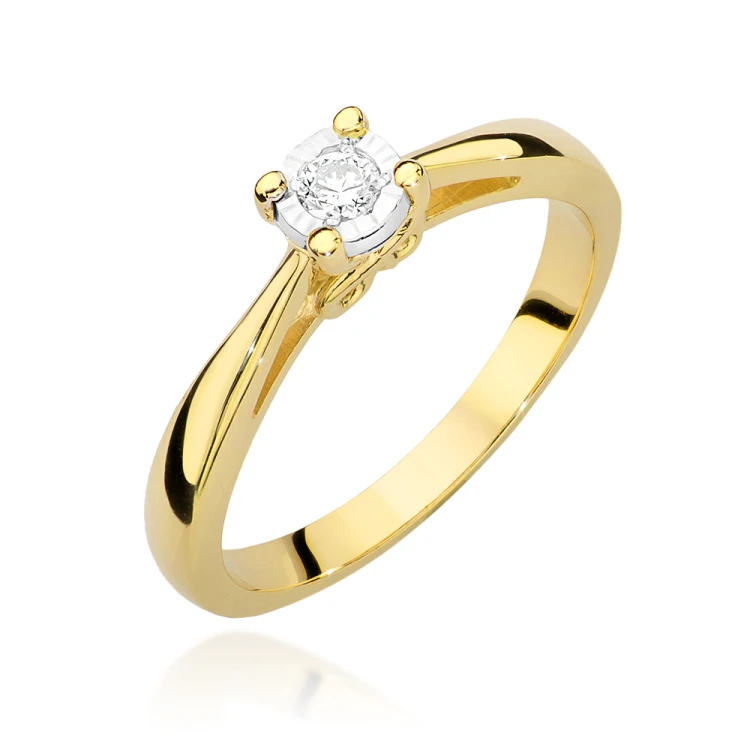 Złoty pierścionek z brylantem 0,08ct 585 Klasyka W475-585-B0.08 marko