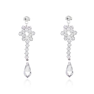 Długie kolczyki ślubne plecione kryształy Swarovski teardrop