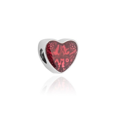 Srebrna zawieszka wisiorek Charms czerwone serce mieniące emalia Amo Te Z119-925 marko