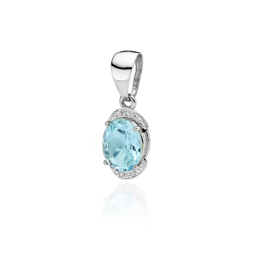 Okazała zawieszka z białego złota z topazem Swiss 3.20ct i brylantami