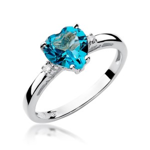 Pierścionek zaręczynowy z białego złota serce topaz Swiss 1,20ct Od Serca