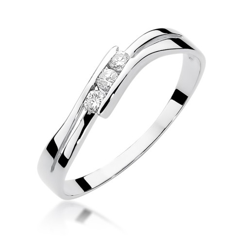 Pierścionek z białego złota z brylantem 0,12ct Obietnice