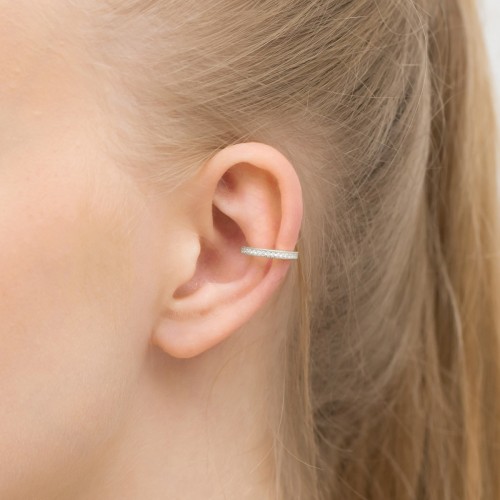 Kolczyk ze srebra nausznica nakładka na chrząstkę fake piercing helix cyrkonie