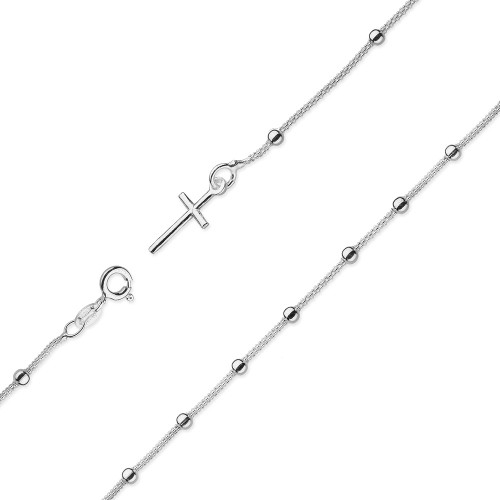 Srebrna bransoletka różaniec na rękę łańcuszek koreana 925 D040-925-S skos