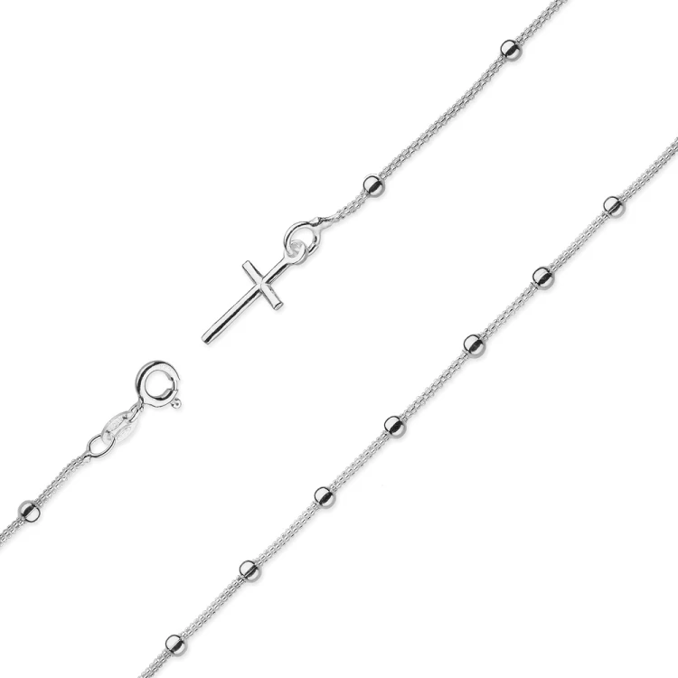 Srebrna bransoletka różaniec na rękę łańcuszek koreana 925 D040-925-S skos