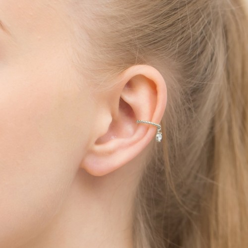 Kolczyk ze srebra nausznica nakładka na chrząstkę fake piercing zawieszka