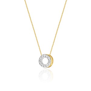 Złoty naszyjnik celebrytka z brylantami ring