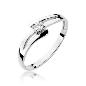Zaręczynowy pierścionek białe złoto brylant 0,08ct Klasyka