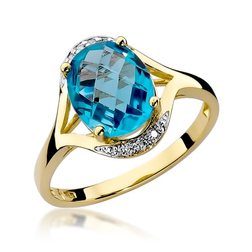 Złoty pierścionek zaręczynowy topaz Swiss 3,00ct brylanty Kultowa