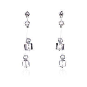 Wiszące kolczyki ślubne na żyłce kryształki kostki Swarovski
