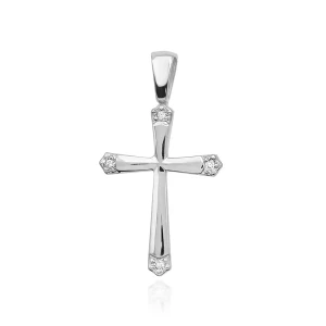 Krzyżyk z brylantami 0,02ct z białego złota 585