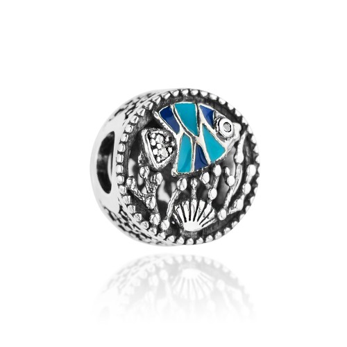 Srebrna zawieszka koralik ryba Charms cyrkonie Z444-925 MARKO