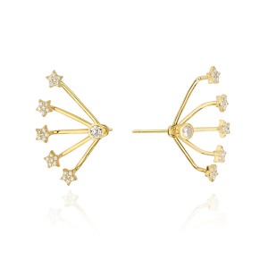 Pozłacane nausznice dwuczęściowe kolczyki multi gwiazdki ear jacket Supreni