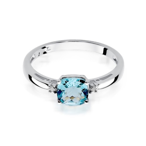 Pierścionek z białego złota z topazem Kultowa W003 próba 585 topaz 0,70ct MARKO