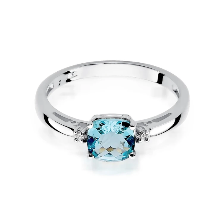 Pierścionek z białego złota z topazem Kultowa W003 próba 585 topaz 0,70ct MARKO