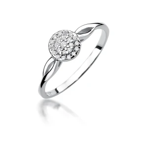 Pierścionek z białego złota 585 z brylantami 0,12ct Galaktyki