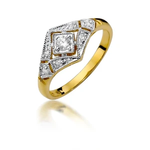 Złoty pierścionek 585 z brylantami 0,19ct Obietnice