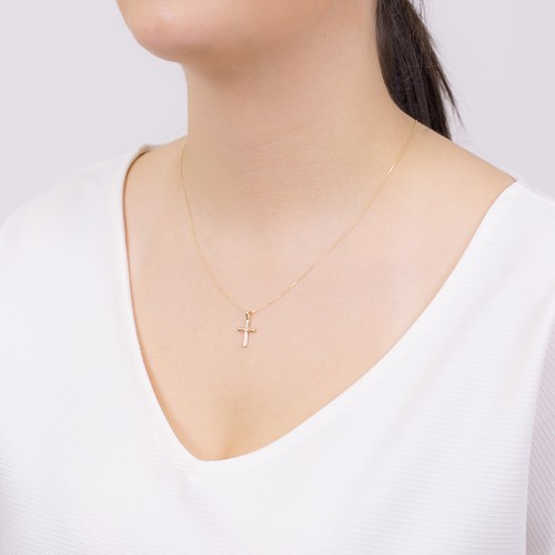 Złoty krzyżyk z brylantem 0,0145ct 585