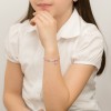 Srebrna dziecięca bransoletka grawer różowy sznurek miś DZDZ BG030-925-R marko