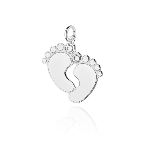 Srebrny wisiorek stópki z kryształkami Swarovski CB39 marko