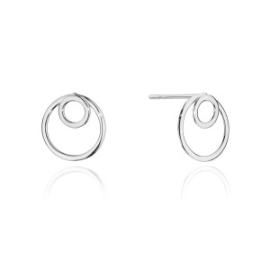 Kolczyki podwójne koła na sztyft geometryczne Supreni srebro