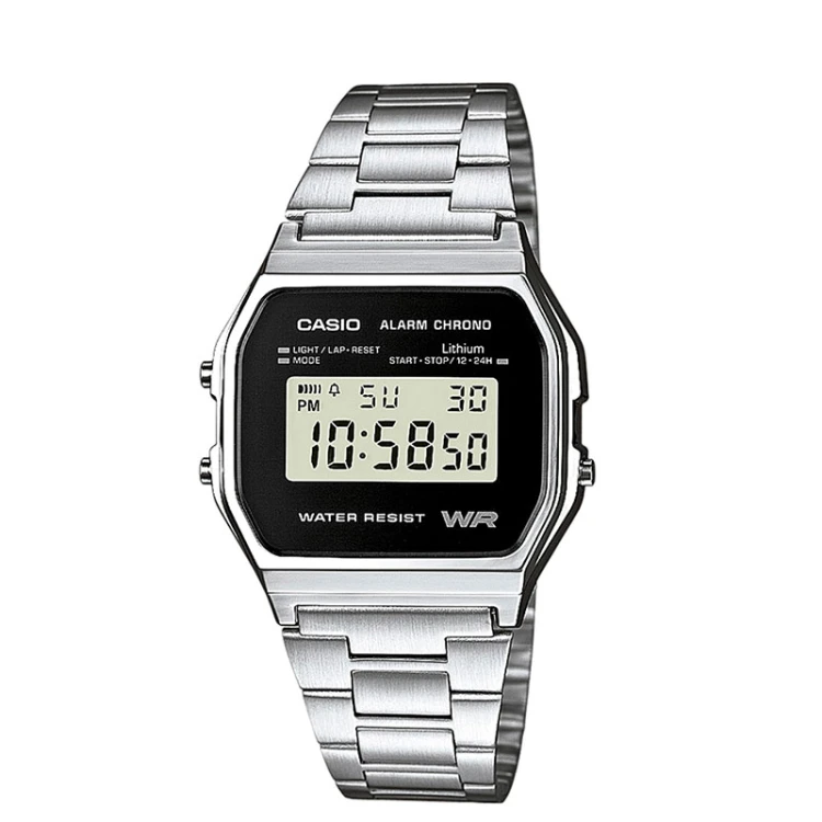 Srebrny zegarek męski Casio Collection A158WEA-1EF kwarcowy marko