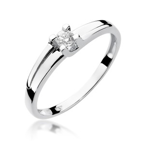 Zaręczynowy pierścionek białe złoto brylant 0,12ct Klasyka