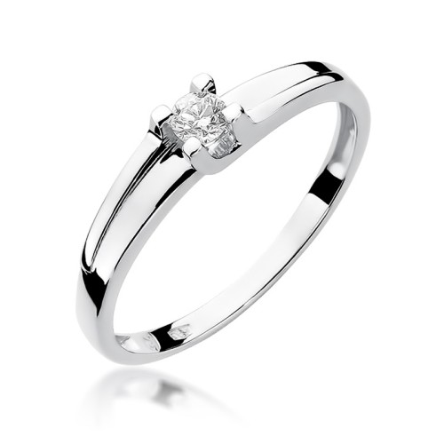 Pierścionek z białego złota z brylantem 0,12ct Klasyka W246 próba 585 MARKO