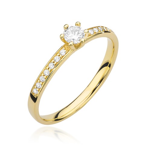 Złoty pierścionek z brylantami 0,17ct 585 Galaktyki