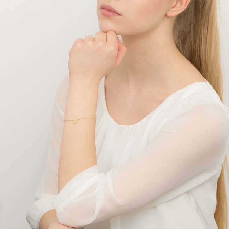 Złota bransoletka łańcuszek z zawieszką ring oponka karma Fancy BK362-333-Z192 marko