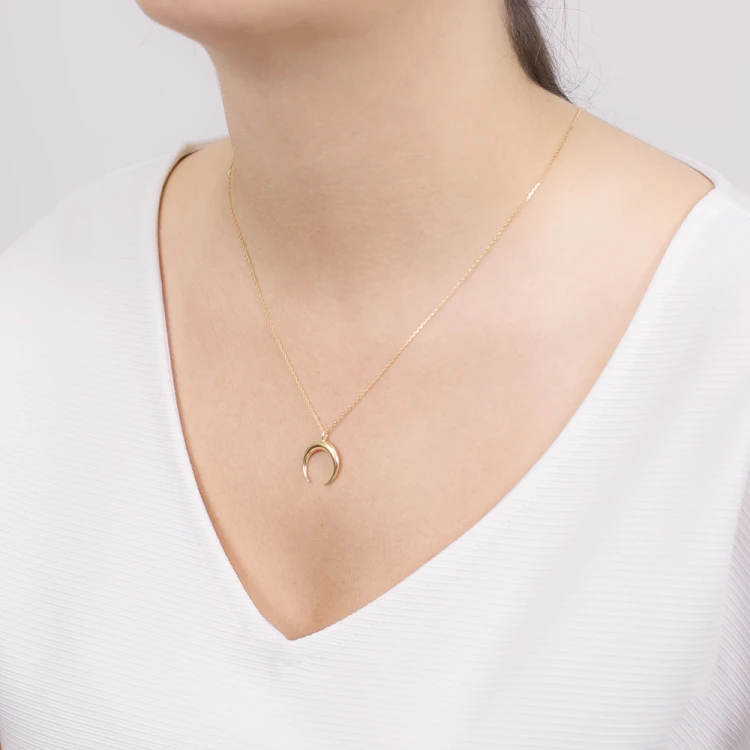 Pozłacany minimalistyczny naszyjnik dwuróg księżyc Supreni N306-925-Z MARKO