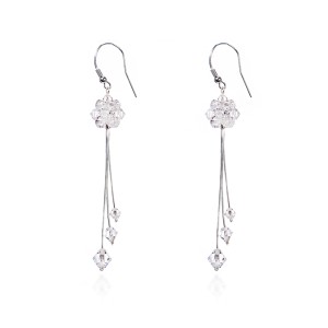 Kolczyki srebrne ślubne łańcuszki kryształy Swarovski