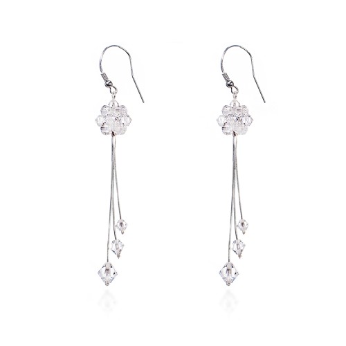Kolczyki srebrne ślubne łańcuszki kryształy Swarovski KR507 MARKO