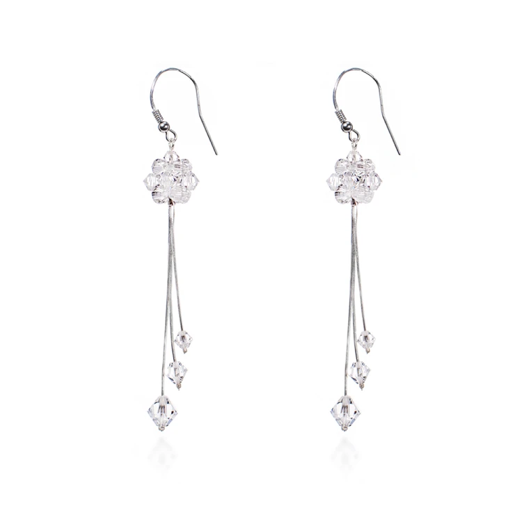 Kolczyki srebrne ślubne łańcuszki kryształy Swarovski KR507 MARKO