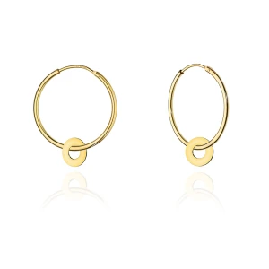 Złote kolczyki koła 2,5cm z zawieszką ring oponka Fancy