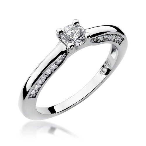 Pierścionek zaręczynowy białe złoto brylanty 0,44ct Galaktyki