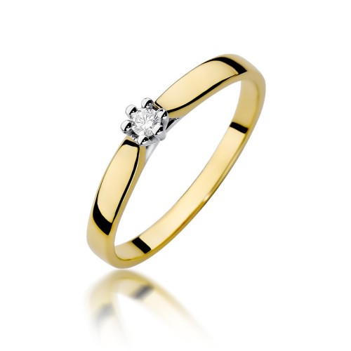 Zaręczynowy pierścionek żółte złoto brylant 0,04ct W222-585-B0.04 MARKO