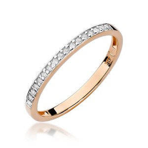 Pierścionek z różowego złota obrączka z brylantami 0,09ct Galaktyki