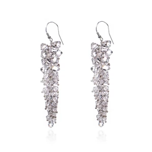 Okazałe kolczyki ślubne wiszące kiście Swarovski elements srebro