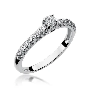 Pierścionek zaręczynowy białe złoto z brylantami 0,36ct Galaktyki